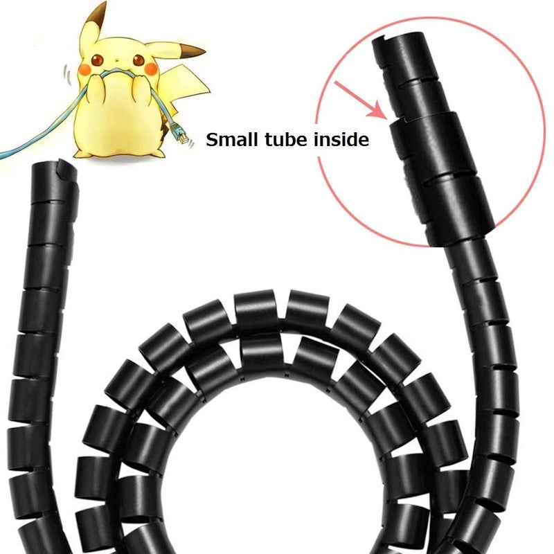 VIWIEU Black Computer Cable Management Sleeves Value Pack, Large 1.1" Pet Proof Cable Cover for Wires and 0.87" Cord Organizer Tube for Home TV Office Organization - Image 2
